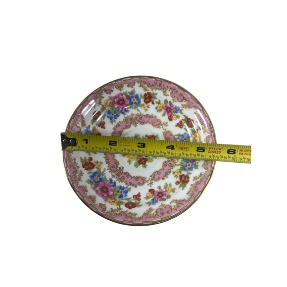 VTG Old Royal Bone China Saucer Floral Motif Pink Detail Gold Edge #2878 England - Picture 3 of 7